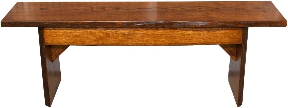 Rustic Red Door Co. Live Edge Wooden Bench - Solid Wood Dining Bench Furniture - Natural Edge Wooden Slab Bench (4' Long, Oak Wood with Michaels Stain)