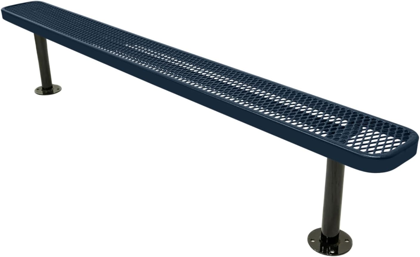 Coated Outdoor Furniture Heavy-Duty Outdoor Bench Thermoplastic Coated, Expanded Metal, Commercial-Grade Seating, Made in America (Surface Without Back, 8 Ft, Dark Blue)