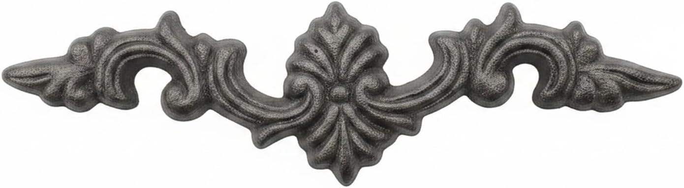 Cast Iron Gate Ornament, European Style Decorative Fitting for Fences & Railings, 6.4 x 2.5 Inch, Dark Gray