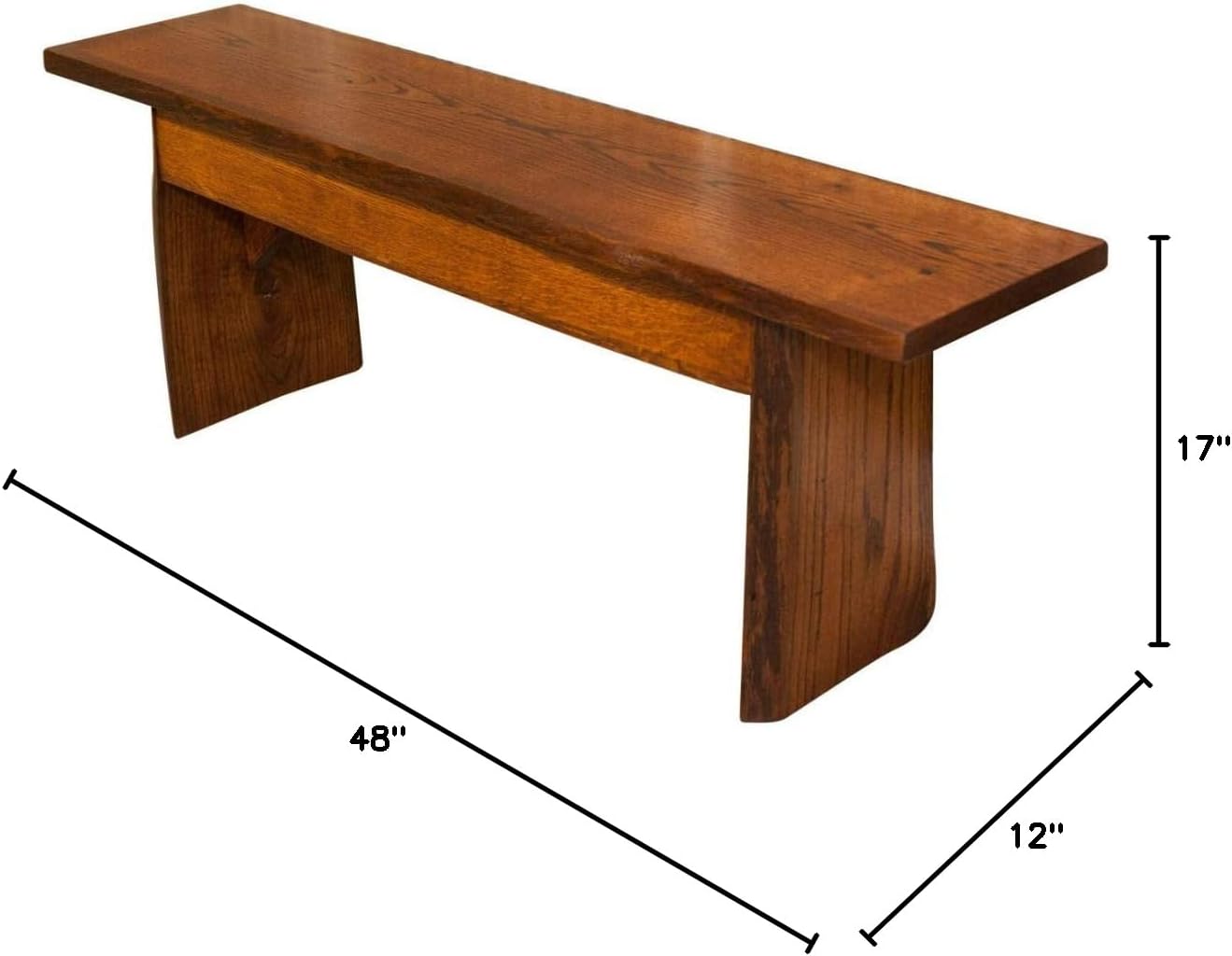 Rustic Red Door Co. Live Edge Wooden Bench - Solid Wood Dining Bench Furniture - Natural Edge Wooden Slab Bench (4' Long, Oak Wood with Michaels Stain)