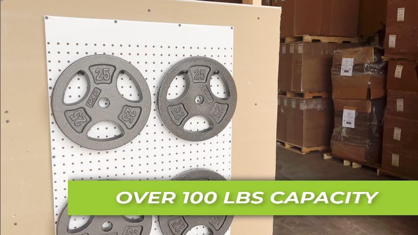 WallPeg 2 Black Pegboard Panels (24"x16" Each) with 6 Medium 5" Bins, 6 Large 7" Bins & 36 Flex-Lock Peg Hooks – Heavy-Duty Wall Storage Organizer – Made in USA