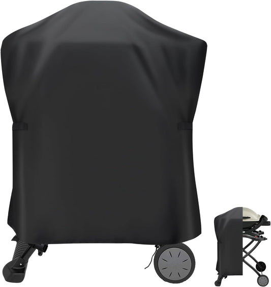 Grill Cover for Weber Q Series Grill on Cart, Waterproof BBQ Cover for Weber Q2000/Q200/Q1000/Q100 on Portable Stand-Weather Resistant