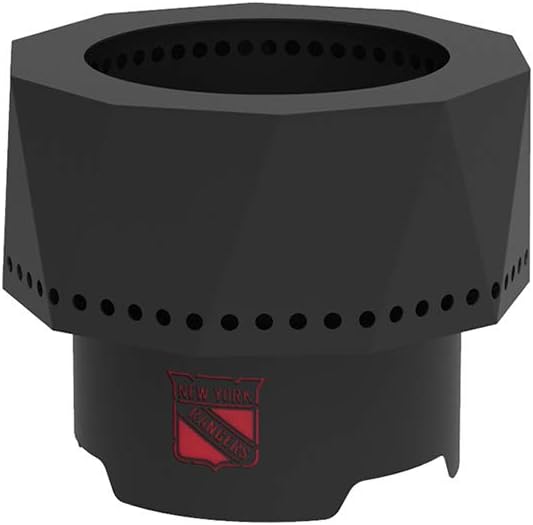 Blue Sky Outdoor Living NHL New York Rangers Ridge Portable Steel Smokeless Fire Pit with Carrying Bag, Firewood and/or Wood Pellet Burning