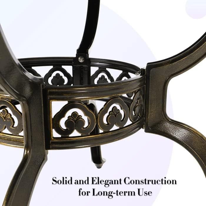 Patio Dining Table,Cast Aluminum Patio Table with Umbrella Hole, Outdoor Bistro Table for Backyard, Garden, Patio