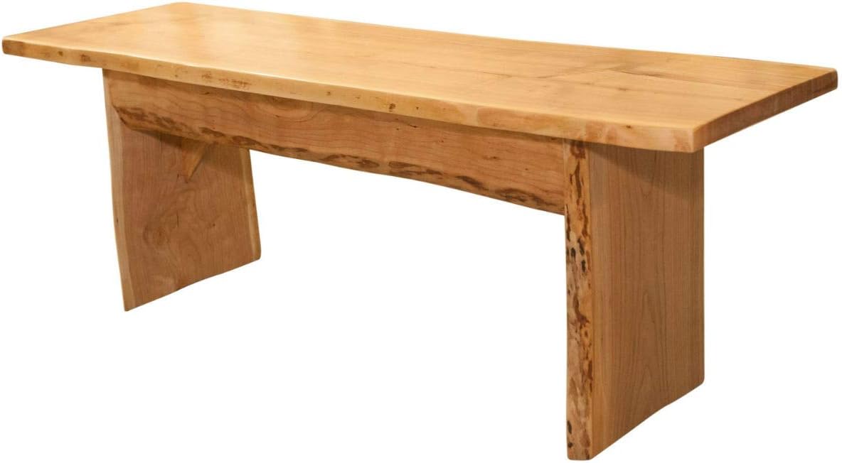 Rustic Red Door Co. Live Edge Wooden Bench - Solid Wood Dining Bench Furniture - Natural Edge Wooden Slab Bench (5' Long, Cherry Wood with Clear Coat)