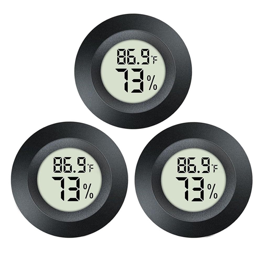 3 Pack Mini Hygrometer Thermometer Digital Humidity Meter Indoor/Outdoor Humidity Monitor Reptile Thermometer for Humidors Garden Cellar Greenhouse ℉/ ℃ (3)