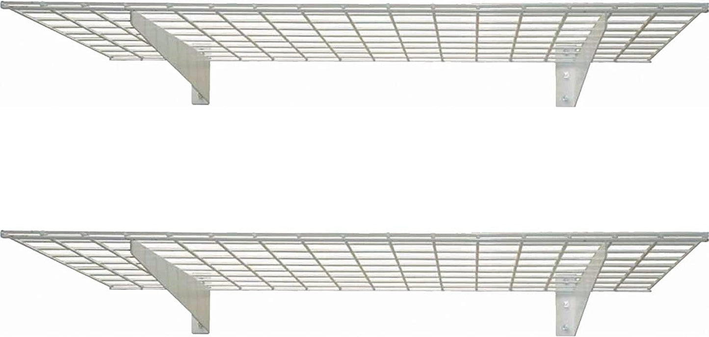 00967 2-Pack Heavy Duty Steel Garage Shelving, 45”x 15” Wall Mounted Shelve,Max Shelf Load 200 Pounds, White Powder Coated