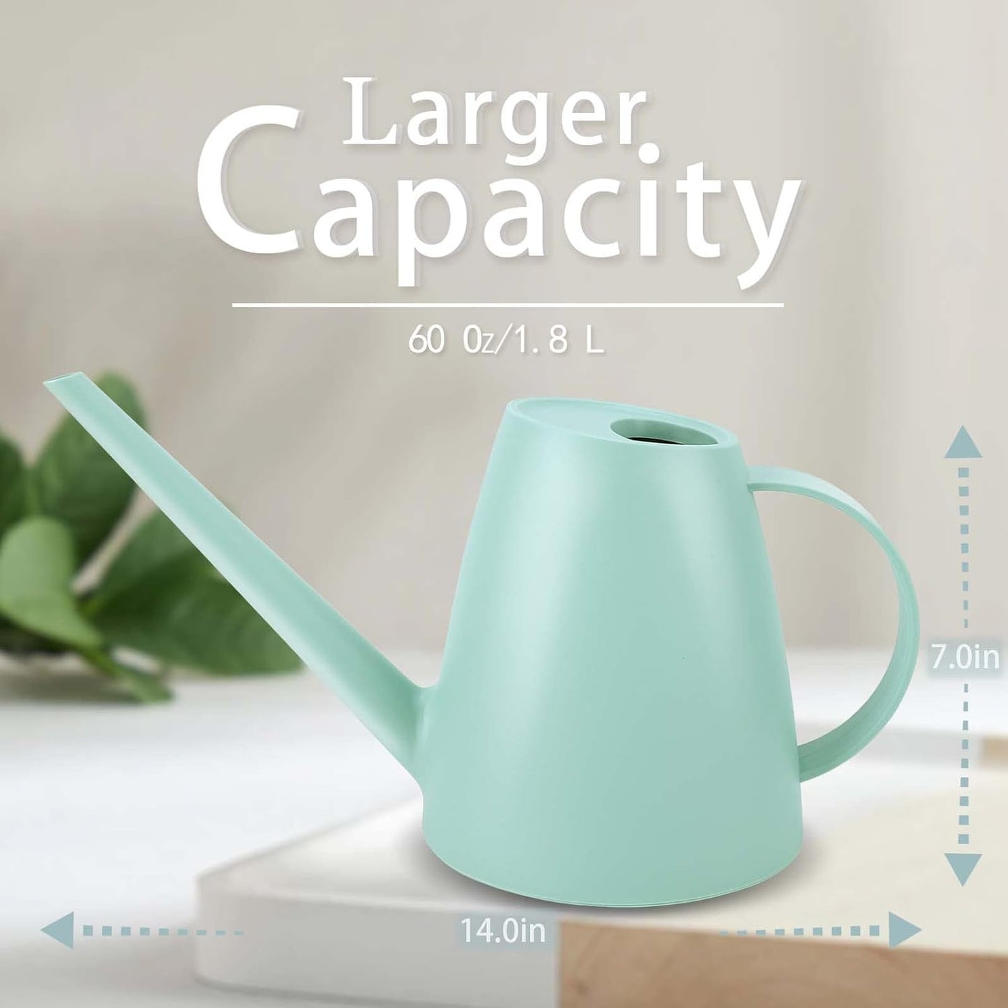Watering Can for Indoor Plants, Small Watering Cans for House Plant Garden Flower, Long Spout Water Can for Outdoor Watering Plants 1. 8L 1/2 Gallon (Green)