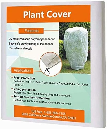 Agfabric Plant Covers Freeze Protection H32''xW32'' 0.95oz Plant Frost Protection Covers Plant Protection Winter Cover Drawstring Bags Cold Frost Season Extension Blanket,White