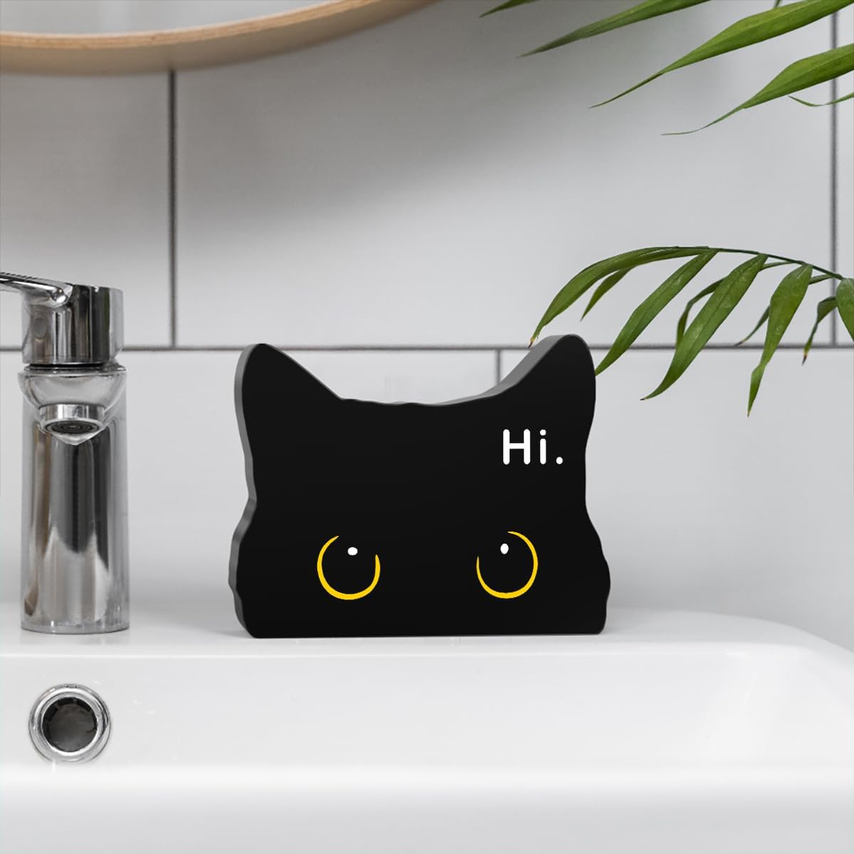 Black Cat Funny Home Bathroom Acrylic Decor Sign Black Cat Decor Cat Bathroom Decor Cat Decor for Home Bathroom Living Room Cat Lover Gifts For Women Men