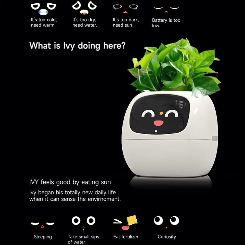 Smart Flowerpots,Smart Pet Planter,Ai Planter,Intelligent Flowerpots,Multiple Expressions,7 Smart Sensors, and Ai Chips Make Raising Plants Easy and Fun for Living Room,Plant-Free(Pink)