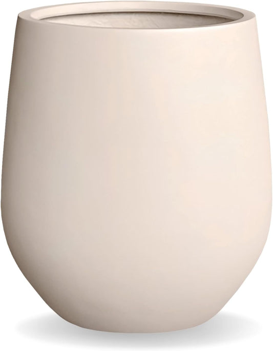 12.5" H x 11.4" D Corso Fiberstone Round Tapered Planter with Drainage Hole, Smooth Finishes, Weather Resistant for Indoor and Outdoor Use (Kilim Beige, 9" Pot Opening)