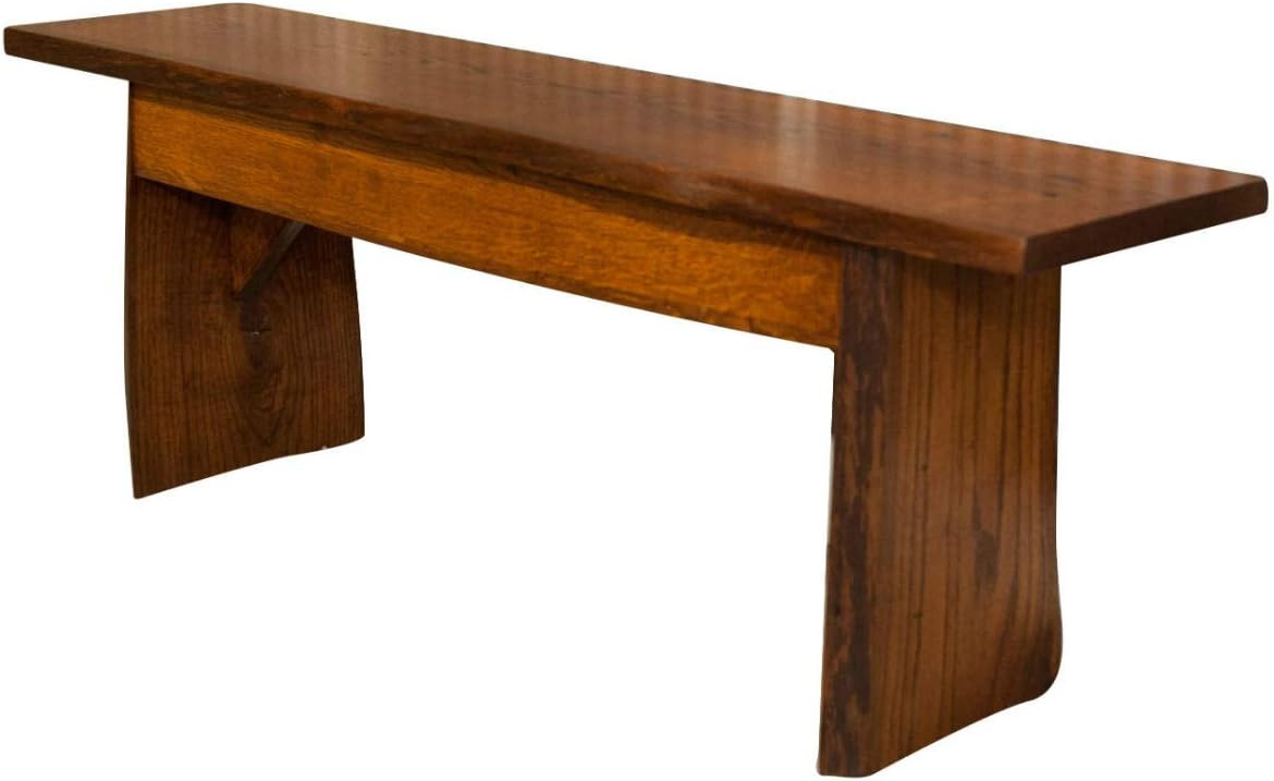 Rustic Red Door Co. Live Edge Wooden Bench - Solid Wood Dining Bench Furniture - Natural Edge Wooden Slab Bench (4' Long, Oak Wood with Michaels Stain)