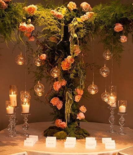 Sziqiqi Hanging Glass Globes Orbs Tea Light Candle Holders with Flameless LED Tealight for Wedding Ornaments, Wedding Birthday Christmas Party Centerpiece Accessory 2.36inch 30pcs +6 Extra