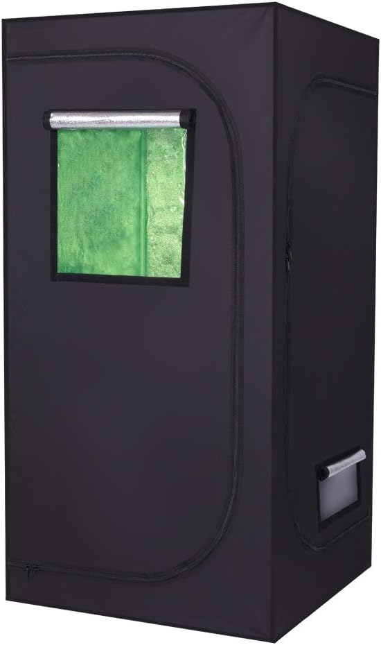32"x32"x64" Mylar Hydroponic Grow Tent Grow Room with Obeservation Window and Removable Floor Tray for Indoor Plant Growing (32" x 32" x 64")