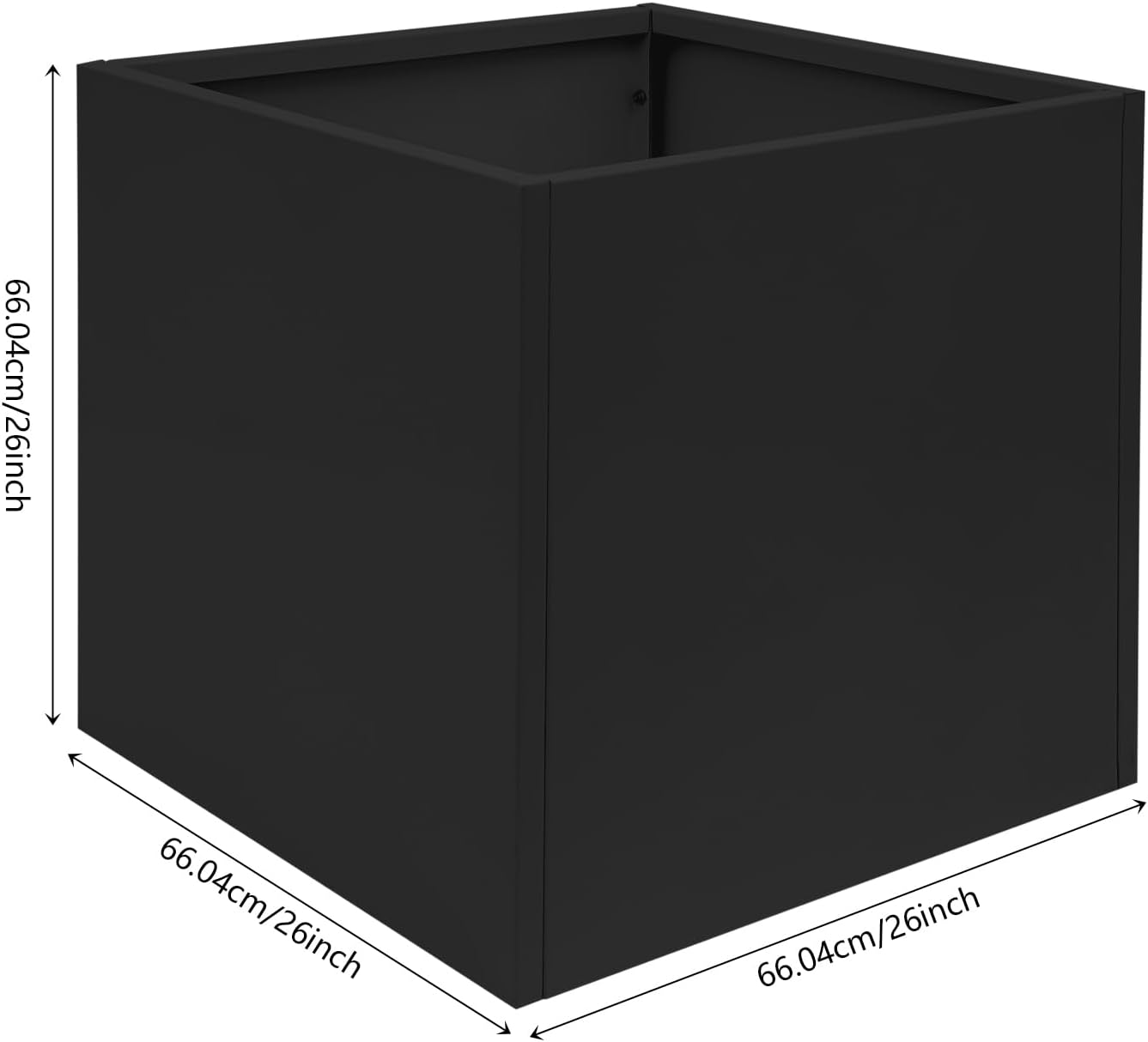 Cube Metal Planter for Porch, Large Square Planter for Indoor & Outdoor Patio/Garden/Backyard, Durable Modern Décor for Tall Plants, Trees, Flowers, 26" x 26" x 26"