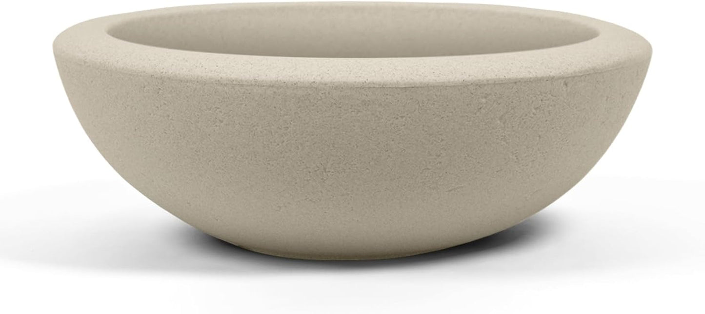 ARBORA 21" Santorini Bowl Polyresin Indoor and Outdoor Planter with Classic Cream Finish - Durable, Weatherproof, Lightweight, Large Plant Pot for Patio, Garden, Deck, Entryway