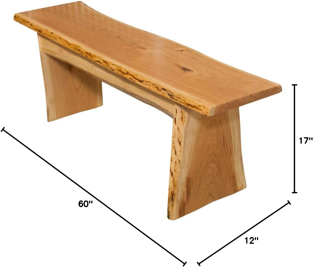 Rustic Red Door Co. Live Edge Wooden Bench - Solid Wood Dining Bench Furniture - Natural Edge Wooden Slab Bench (5' Long, Cherry Wood with Clear Coat)
