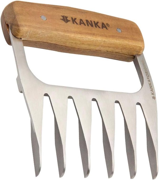 KANKA Grill Meat Shredder Claws - 5X Thicker Professional Stainless Steel BBQ Claws for Effortless Shredding and Cutting of Pulled Pork, Chicken, Turkey, Beef - Set of 2 with Durable Wood Handles - Lumora Garden