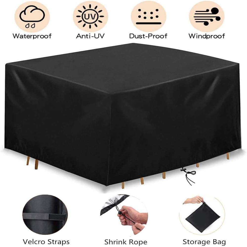 Fire Pit Cover, 36" x 36" x 20" Square Gas Fire Pit Cover, Waterproof 600D Heavy Duty Square Patio FirePit TableCover, Full Coverage Dustproof Anti UV Outdoor FirePitCover