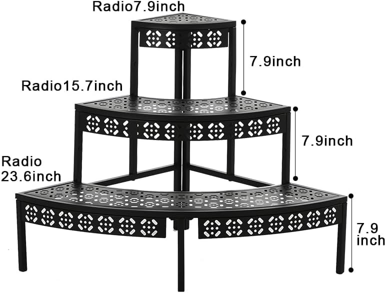 3 Tier Metal Plant Stand,Rectangle or Round Decorative Flower Step,Garden Shelf Flower Pot Holder Storage Organizer Rack for Indoor Outdoor Use