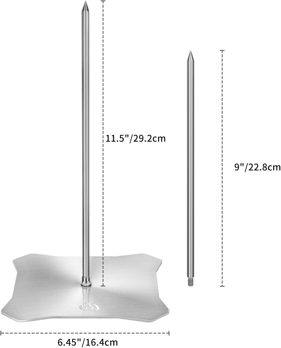 Onlyfire Al Pastor Skewer for Grill, 304 Stainless Steel Brazilian Vertical Spit Stand with 2 Removable Spikes (9" /11.5") for Oven, BBQ, Shawarma Rotisserie for Tacos Al Pastor, Gyros and Kebabs