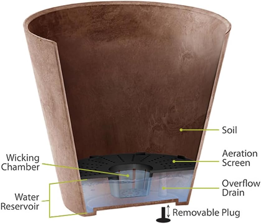 Root & Vessel Self Watering Hanging Planter for Indoor or Outdoor Plants, Unique Marbled Hanging Basket Made of Eco-Friendly Blend of Stone & Plastic, Black, 12"