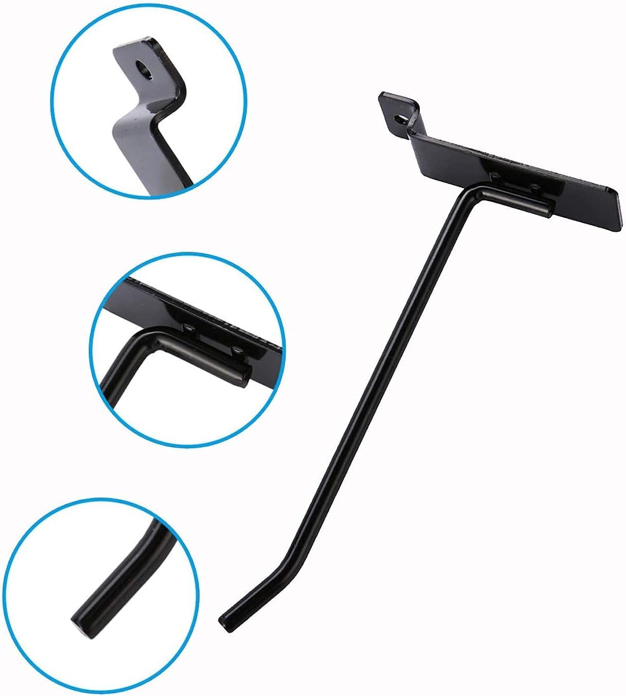KINGDOM SOLUTIONS – 24-Pack Black Metal Slatwall Hooks (12x 4, 12x 6) – Heavy-Duty Slat Wall Accessories for Garage Organization, Retail Displays & Tool Storage Systems