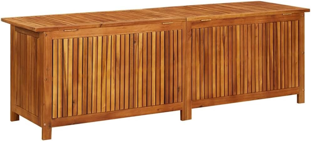 vidaXL Outdoor Storage Box, [Load Capacity Gallon] Deck Box with Gas-Lift Lid, Storage Chest with Water-Resistant Zippered Bag Inside, 68.9''x19.7''x22.8'', Solid Acacia Wood