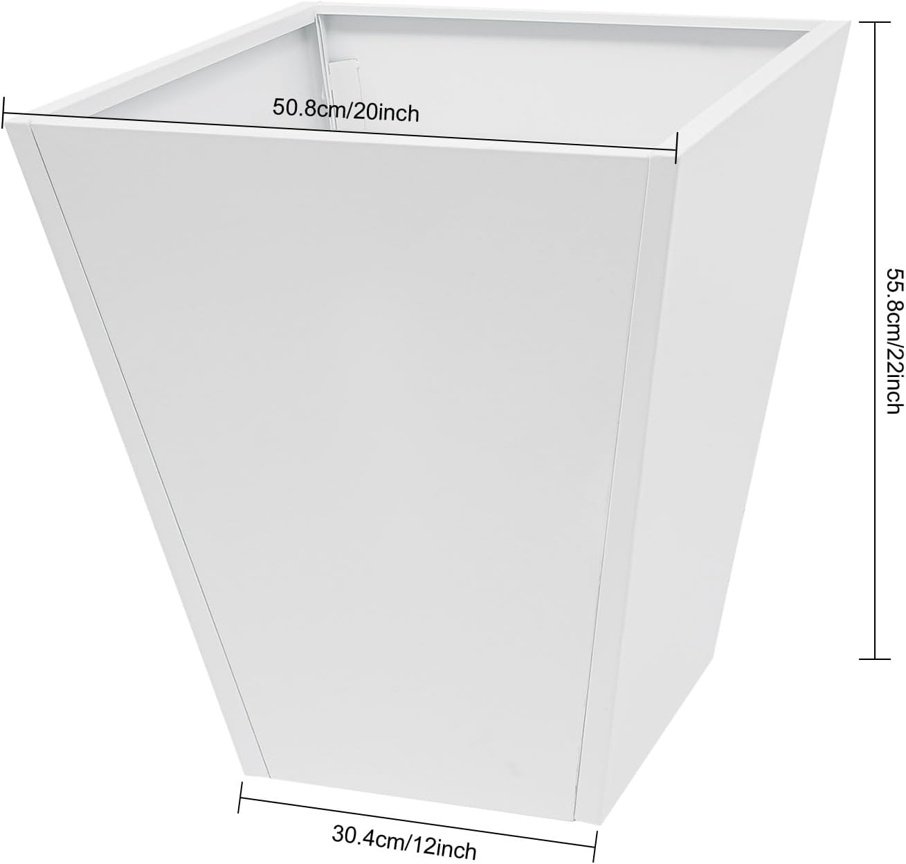 Planter Box for Outdoor Plants, Large Garden Box, Modern Raised Garden Bed, Outdoor Planters All-Weather Use with Drainage Holes for Patio Porch Balcony Deck Yard (White, 20" x 22")