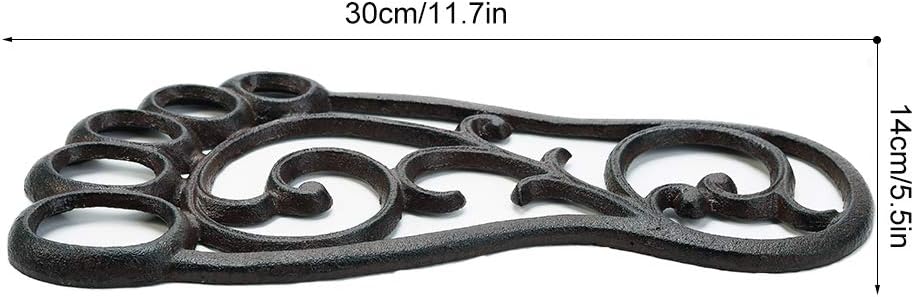 Sungmor Heavy Duty Cast Iron Stepping Mats for Front Door, 2PC 11.8 Inch Long Sturdy Metal Left & Right Footprint Stepping Stone, Retro Elegant Decorative Mat for Garden Lawn Panel Walkway Landscaping