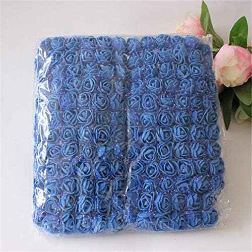 Foam Rose Fake Flowers for Crafts 144 pcs 2 cm Mini Wreaths Artificial Flower Bouquet Multicolor Rose Flower Wedding Scrapbooking Decoration Rose Fake Flower(Navy Blue)