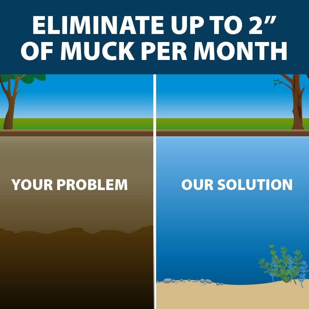 Airmax MuckAway Natural Beneficial Bacteria for Outdoor Ponds & Lakes, Muck, Sludge & Noxious Odor Solution, Easy to use Enzyme Tablets, Cleaner Beach & Shoreline, Fish, Pet & Wildlife Safe, 48 Scoops
