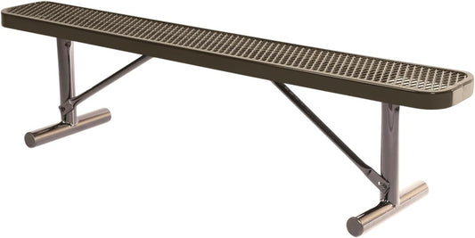 Heavy-Duty Portable Outdoor Bench Thermoplastic Coated, Expanded Metal, Commercial-Grade Seating, Made in America (Portable Without Back, 6 Ft, Textured Brown)
