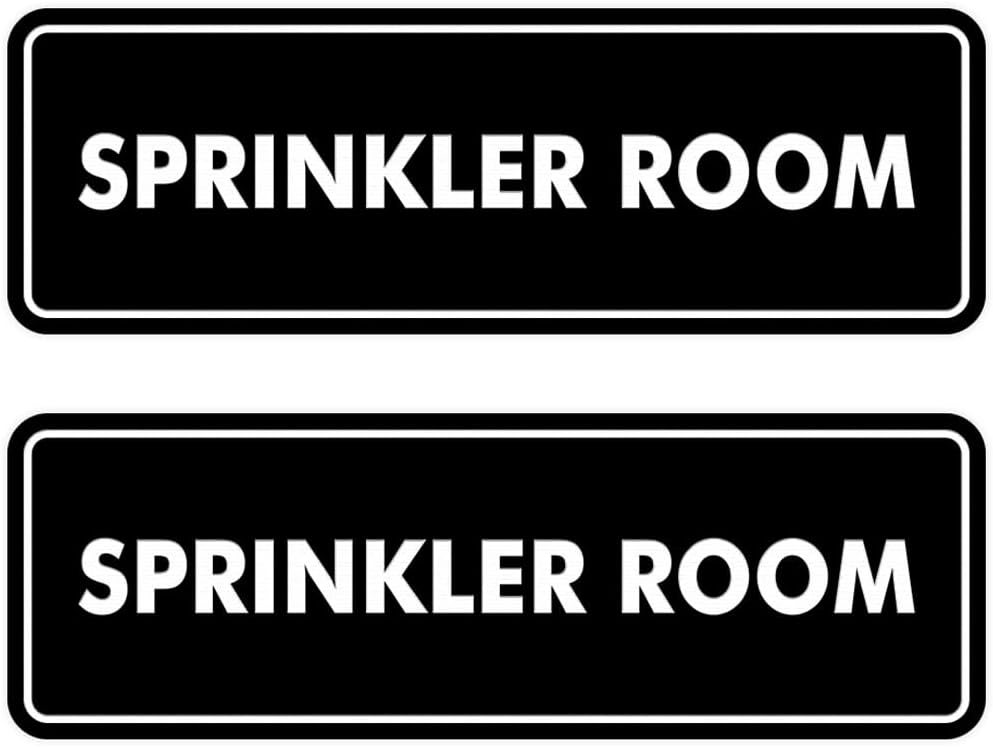 Signs ByLITA Standard Sprinkler Room Sign (Black) - Medium 2 Pack