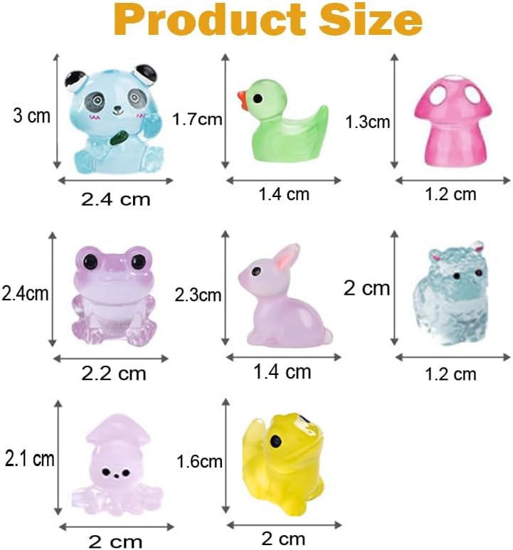 120Pcs Luminous Mini Resin Animals Tiny Ducks Glow in The Dark Miniature Figures for Dollhouse Micro Garden Landscape Aquarium Decor