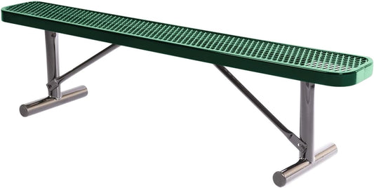 Heavy-Duty Portable Outdoor Bench Thermoplastic Coated, Expanded Metal, Commercial-Grade Seating, Made in America (Portable Without Back, 6 Ft, Textured Green)