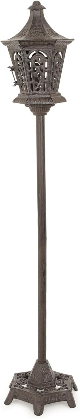 Sungmor Outdoor Decorative Lanterns, 47" Tall Cast Iron Floor Standing Candle Holders, Rustic Lantern Stand for Lawn Yard, Heavy Garden Lamp Post Porch Decor, Large Landscaping Candle Lantern