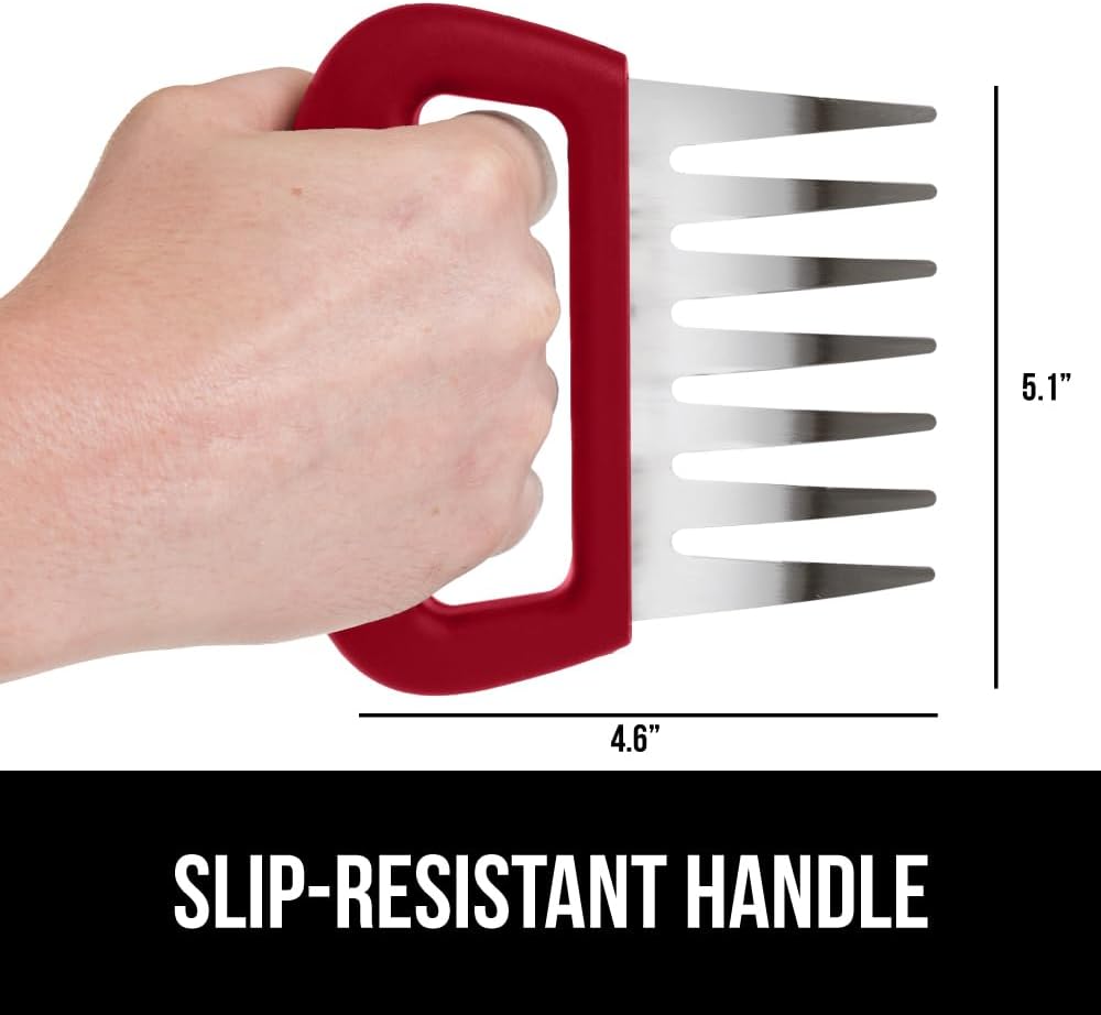 GORILLA GRIP BPA-Free Chicken Shredder Meat Claws, Sharp Stainless Steel Food Shredding Fork, Comfortable Handle, Easily Shred Pulled Pork, Taco Meats, Kitchen Smoker BBQ Tool, Dishwasher Safe, Red - Lumora Garden