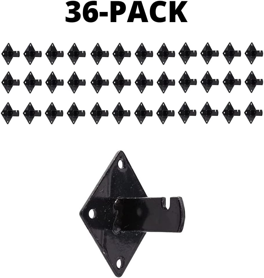 KINGDOM SOLUTIONS 36-Pack Black Gridwall Panel Mount Brackets – Heavy-Duty Wall Brackets for Gridwall, Slatgrid, or Trellis Panel Mounting – Durable Display Hardware for Store or Garage
