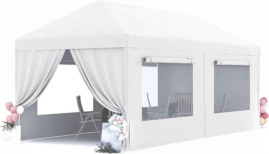 Quictent 10x20 Party Tent Gazebo Wedding Canopy Tent for Parties BBQ Shelter Pavilion with Removable Mesh Sidewalls & Elegant Church