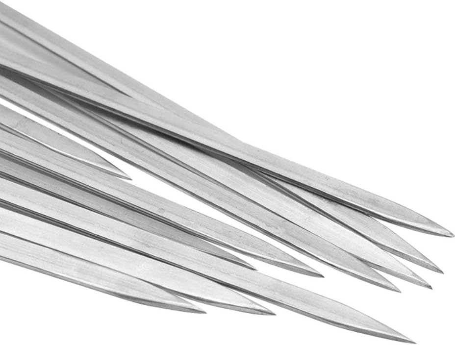 HAKSEN 16 inch Kabob Skewers with Wood Handle for BBQ Camping Cookware Campfire Grilling Cooking, Stainless Steel, 10PCS