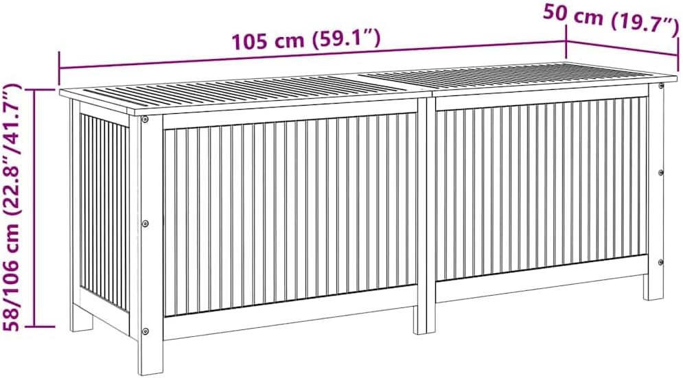 vidaXL Outdoor Storage Box, Deck Box with Gas-Lift Lid, Storage Chest with Water-Resistant Zippered Bag Inside, 59.1''x19.7''x22.8'', Solid Acacia Wood
