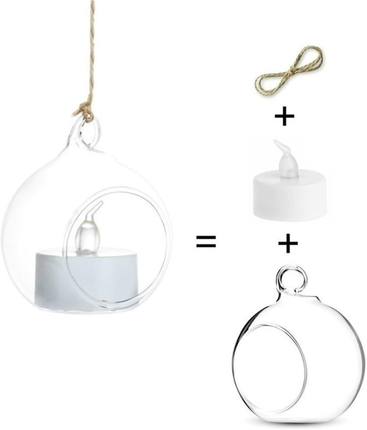 6/12Pcs Hanging Glass Candle Holder Diameter 6/8cm Terrarium for Wedding Party Decor Indoor Outdoor Garden(6Pcs NO Candle,6cm)