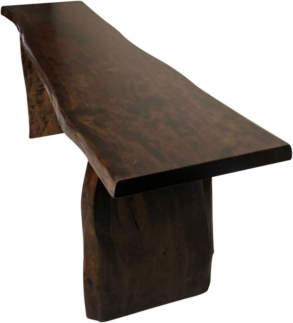 Rustic Red Door Co. Live Edge Wooden Bench - Solid Wood Dining Bench Furniture - Natural Edge Wooden Slab Bench (5' Long, Rustic Cherry Wood with Asbury Stain)
