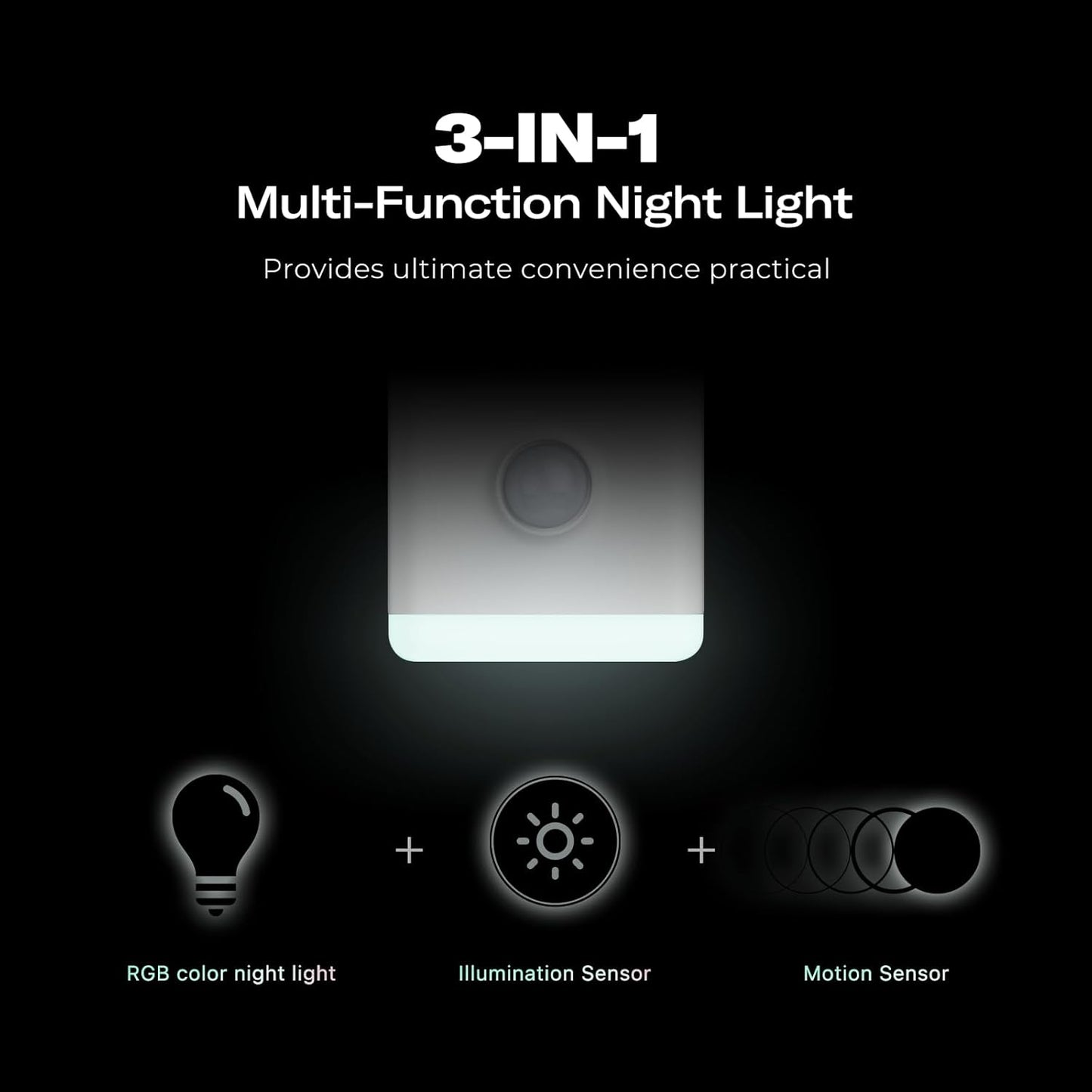 THIRDREALITY Multi-Function Night Light 2 Pack, Zigbee Repeater, 3-in-1 Combines a Motion Sensor, a Illumination Sensor and RGB Color Night Light, 1-100% Adjustable Brightness, Zigbee hub Required