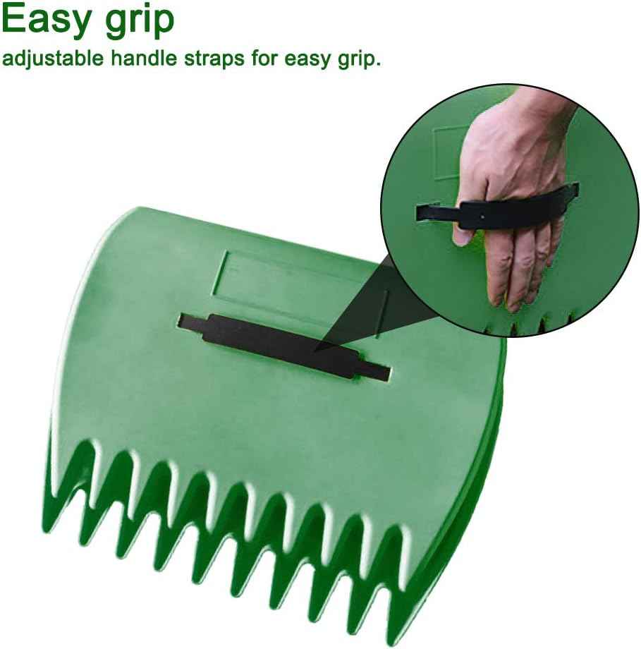 Bibabala Garden and Yard Leaf Scoops Hand Rakes, Large Sized Hand Rakes, Lightweight Plastic Leaf Scoop, for Leaves, Lawn Debris and Trash Pick Up(Dark Green)