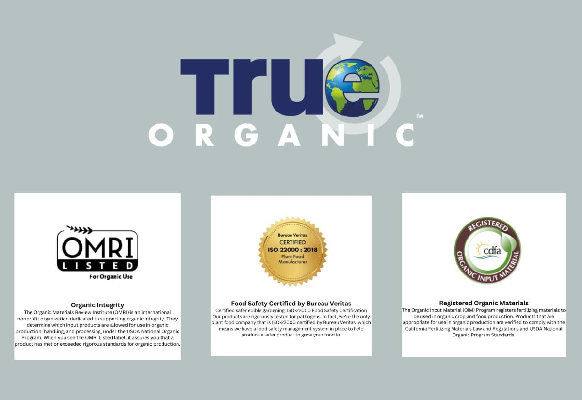 True Organic Tomato & Vegetable Food – Organic Fertilizer for Superior Harvests with 6% Calcium – 8lb Bag Covers 140 sq. ft.