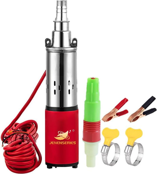 12V Deep Well Submersible Pump solar DC 250W Electric Powered Water Pump kits with 1" Outlet Screw Pump max.98ft Lift,396GPH Flow, for Irrigation Agricultural Garden Home