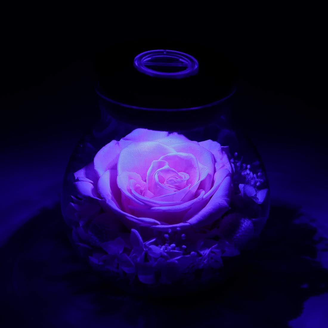 Preserved Real Roses with Colorful Mood Light Wishing Bottle, Eternal Rose，Never Withered Flowers, for Bedroom Party Table Decor, Christmas Decorations, a Gifts for Women 1pcs Pink
